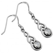 Rainbow Moon Stone Celtic Knot Earrings - e299